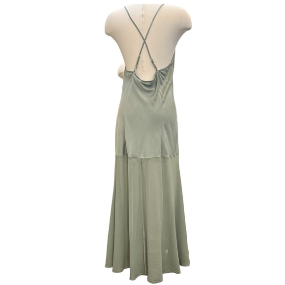 🌺SOLD🌺 Victoria’s Secret Silk Sage Green Chiffon Hem Halter Maxi Gown Slip Dress - Picture 10 of 11